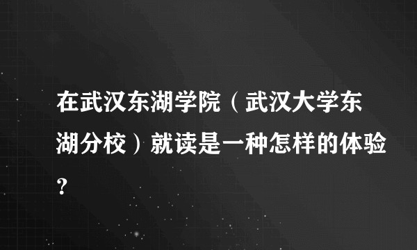 在武汉东湖学院（武汉大学东湖分校）就读是一种怎样的体验？