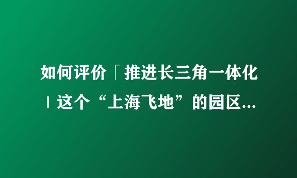 如何评价「推进长三角一体化｜这个“上海飞地”的园区要做区域合作典范」?