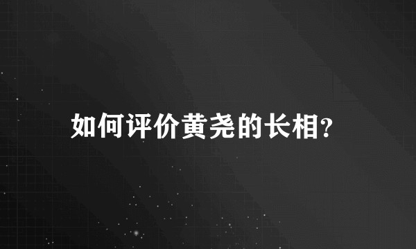 如何评价黄尧的长相？