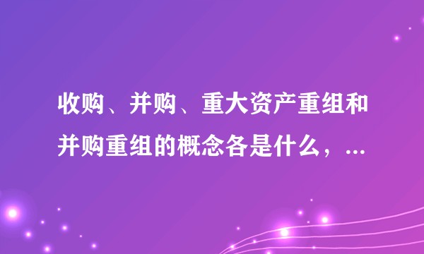 收购、并购、重大资产重组和并购重组的概念各是什么,又有什么区别?