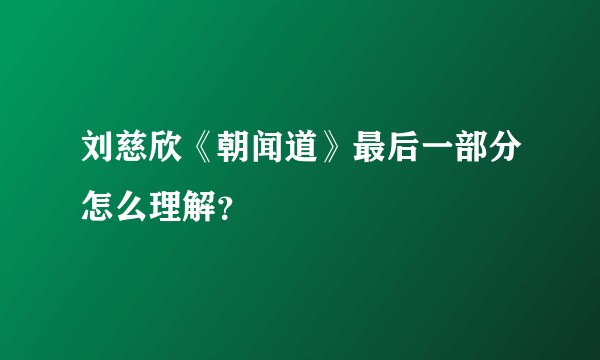刘慈欣《朝闻道》最后一部分怎么理解？