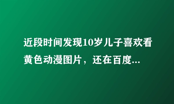 近段时间发现10岁儿子喜欢看黄色动漫图片，还在百度上搜索男女之间的那些事，该怎么办，求助各位友友？