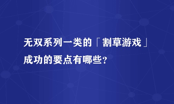 无双系列一类的「割草游戏」成功的要点有哪些？