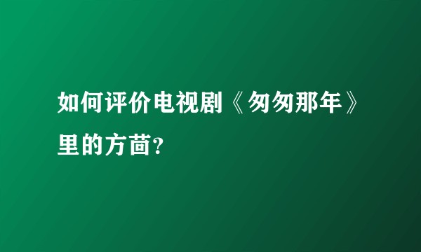 如何评价电视剧《匆匆那年》里的方茴？