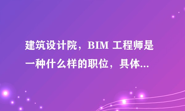 建筑设计院，BIM 工程师是一种什么样的职位，具体工作是什么？