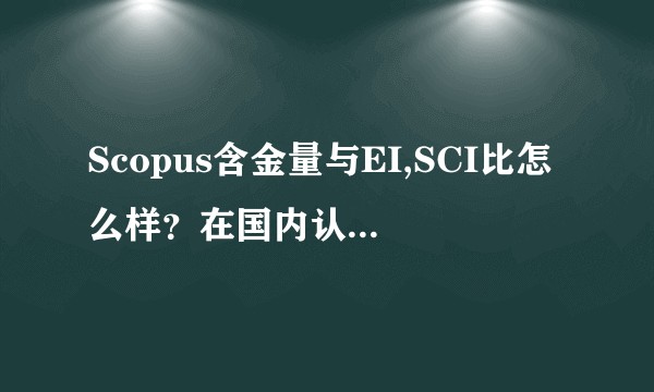 Scopus含金量与EI,SCI比怎么样？在国内认可度如何？对申请国外学校帮助大吗？