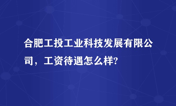 合肥工投工业科技发展有限公司，工资待遇怎么样?