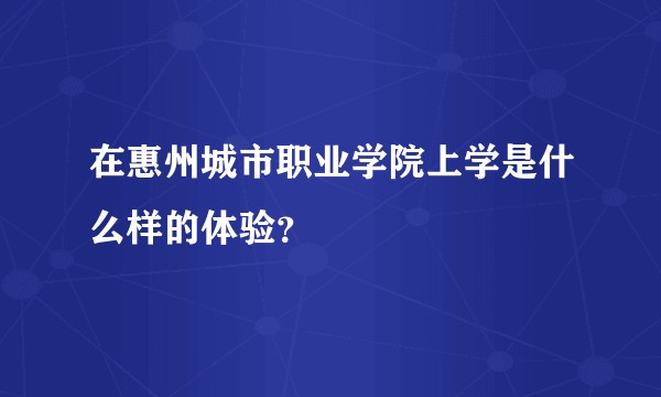 在惠州城市职业学院上学是什么样的体验？
