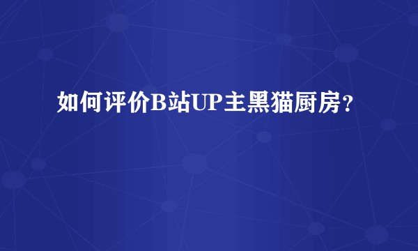 如何评价B站UP主黑猫厨房?