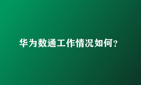 华为数通工作情况如何?