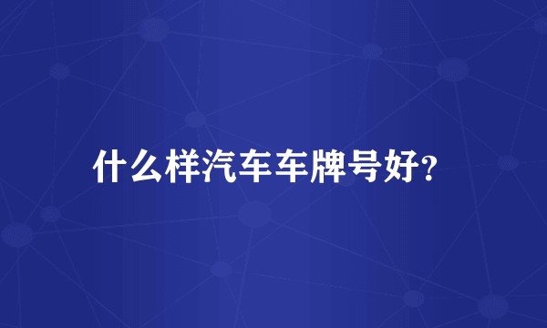什么样汽车车牌号好？