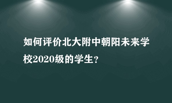 如何评价北大附中朝阳未来学校2020级的学生?