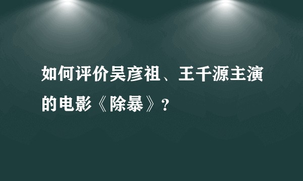 如何评价吴彦祖、王千源主演的电影《除暴》?