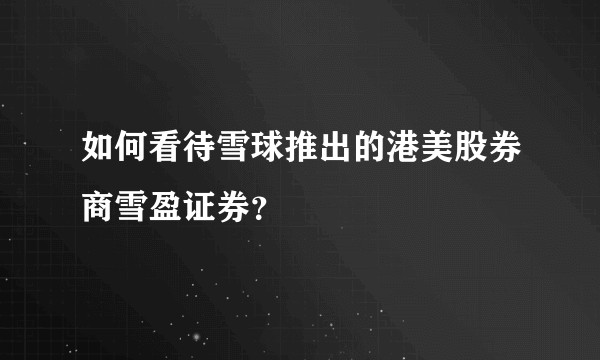如何看待雪球推出的港美股券商雪盈证券？