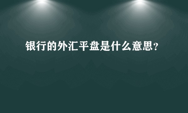 银行的外汇平盘是什么意思?