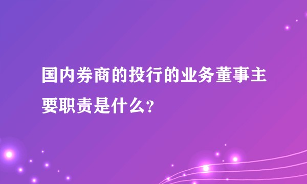 国内券商的投行的业务董事主要职责是什么？