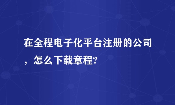 在全程电子化平台注册的公司，怎么下载章程?