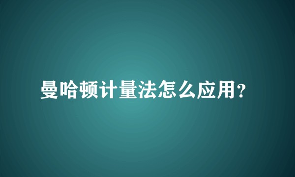 曼哈顿计量法怎么应用?
