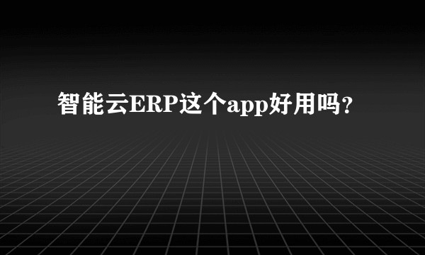 智能云ERP这个app好用吗?