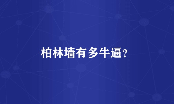 柏林墙有多牛逼？